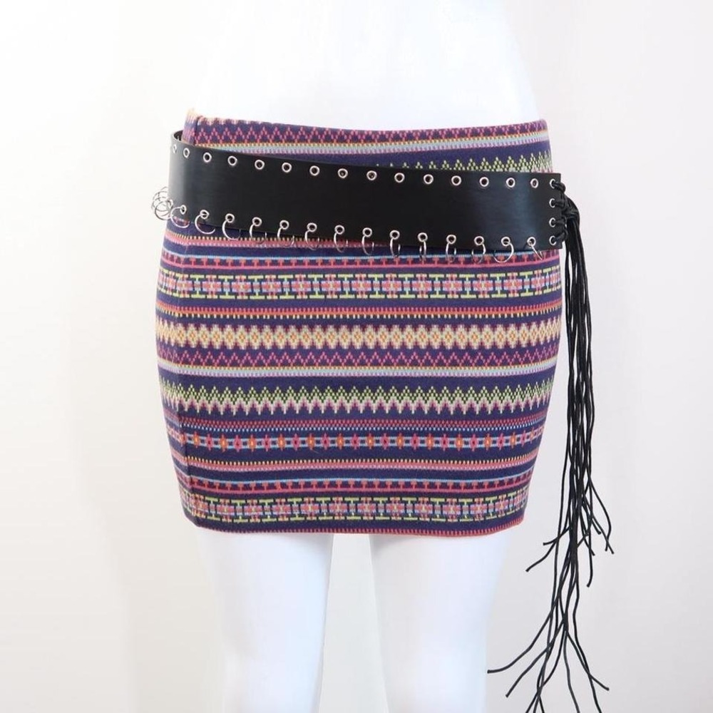 2010s mini skirt boho indie sleaze tribal print y2k size M